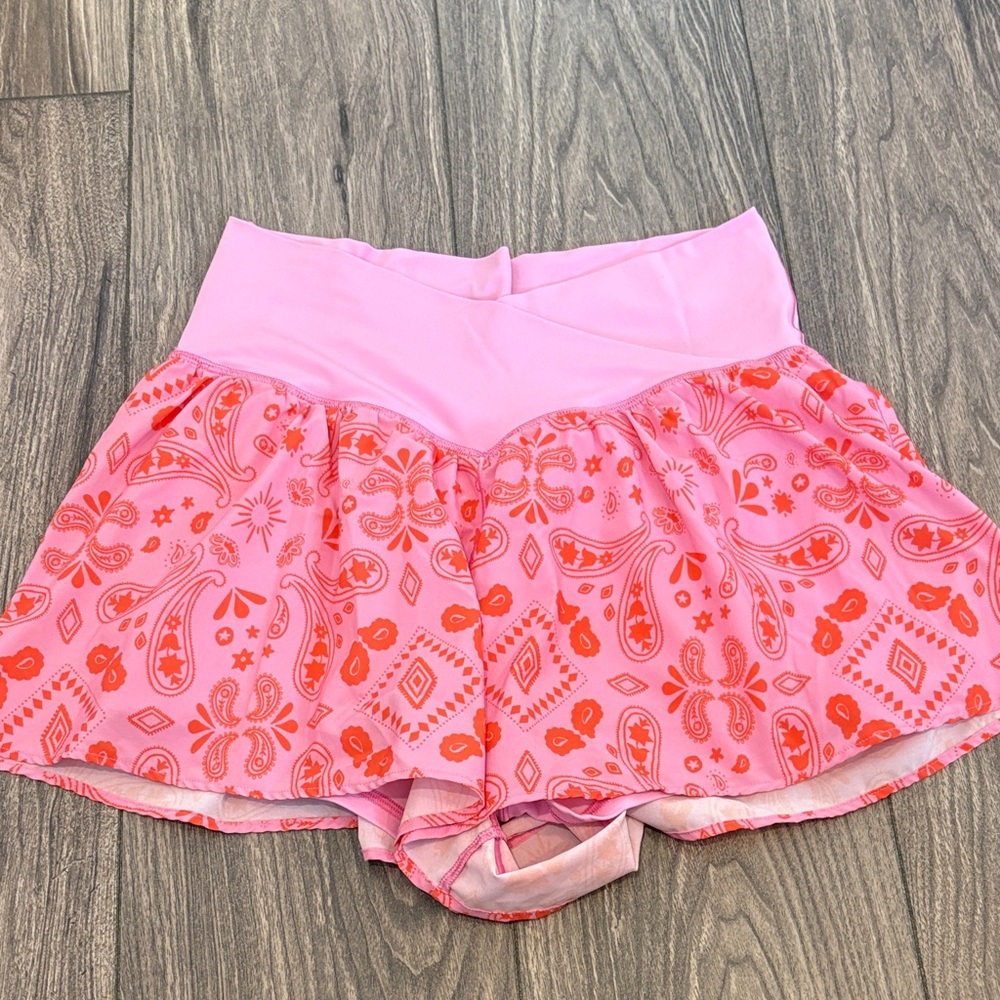 Pink and Orange Athletic Shorts for Women